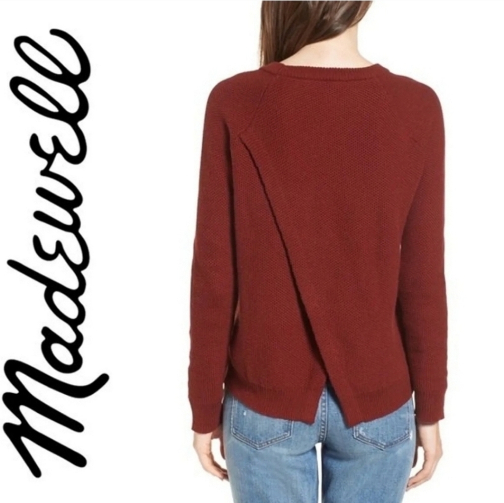 Madewell Province Cross Back Pull Over Sweater Rust Red Burnt Mahogany Size XS